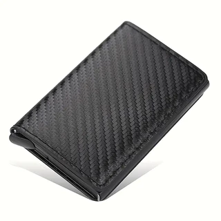 Porta Cartões De Crédito Bloqueio Couro Automático Pop Up Carteira De Alumínio Slim Pocket Bifold Business