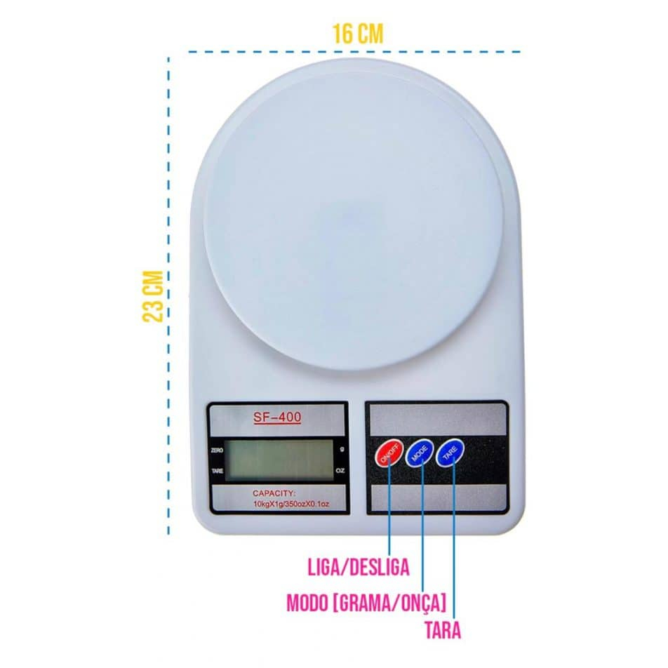 Balança Cozinha Digital Balança Digital Pesa Até 10kg Branca | Shopee ...