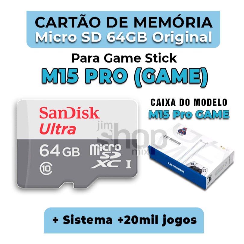 Cartão de Memória MicroSD 64GB Original +Sistema P/ GameStick M15