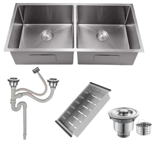 Cuba Dupla Inox Quadrada Cozinha Pia Gourmet Prata 75x41 em Oferta na Shopee