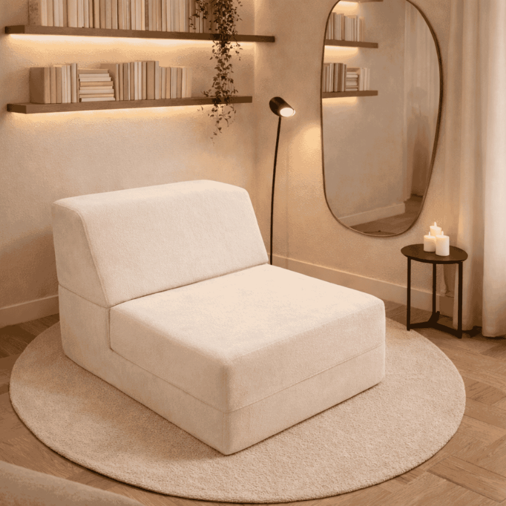 Poltrona Cama 3 Em 1 Reclinável Estica Para Leitura e Vira Espreguiçadeira Modelo Moderno Compacto 100% Espuma