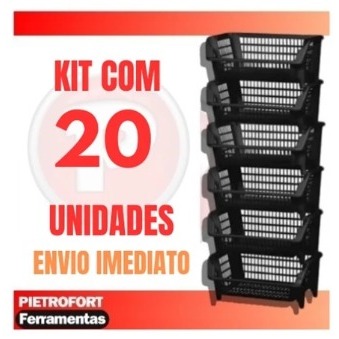 20 UNIDADES CESTO EMPILHAVEL Expositor Organizador Preto CAI