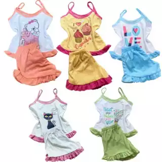Baby Doll Antônia Criança Bebe Algodão Tecido Levinho Pijama em Oferta na Shopee