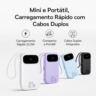 PowerBank Baseus EnerFill FC31 20000mAh 22.5W com 2 Cabos Integrados Turbo Display Digital