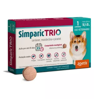 Simparic Trio Antipulgas, Carrapatos e Vermífugo para Cães de 10,1 a 20kg 1 Comprimido 24mg Zoetis em Oferta na Shopee