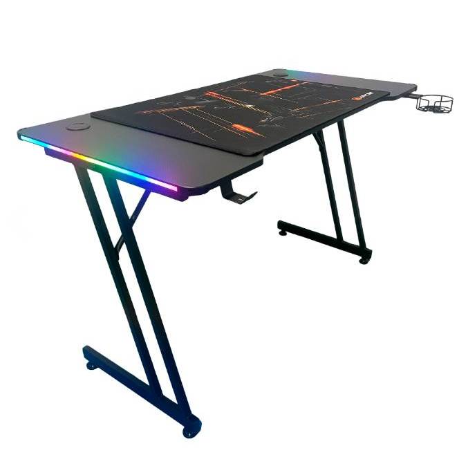 Mesa Gamer Pro 120x60 Carbono com LED e MousePad