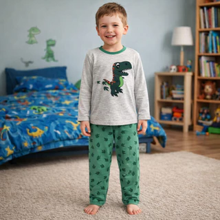 Pijama Infantil de Dinossauro para Menino - Inverno Confortável em Oferta na Shopee