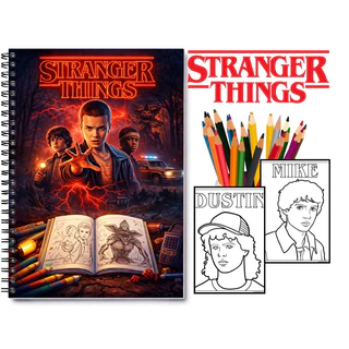 Caderno Stranger Things Desenhos Para Colorir A4 50 Folhas Espiral Série Suspense Fantasia Livro de Arte Ilustração em Oferta na Shopee