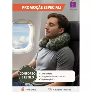 Travesseiro Almofada De Viagem Para Pescoço 30x30cm em Oferta na Shopee