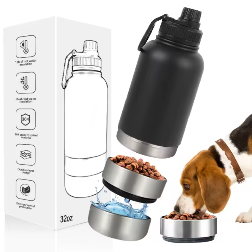 Garrafa de passeio 3 em 1 para pets - Comida e passeio