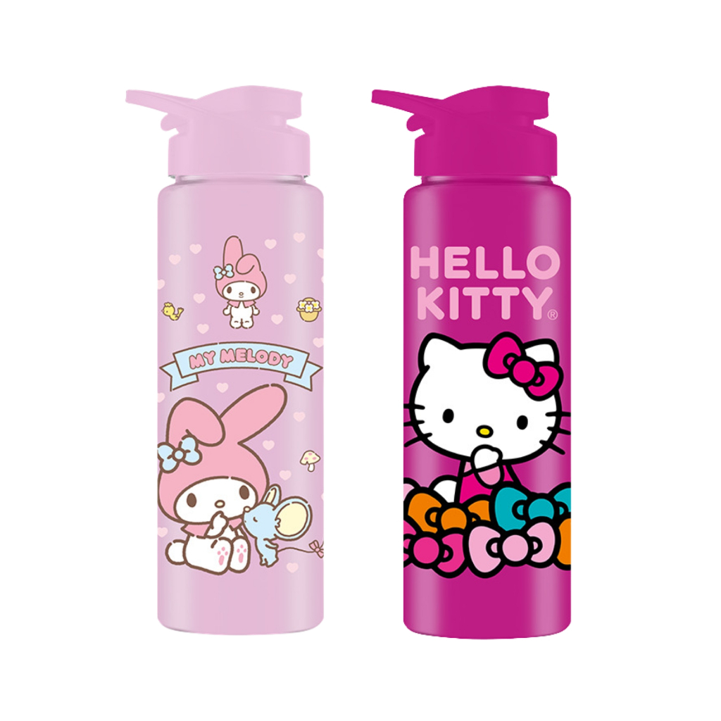Kit 2 Garrafas Plástica Squeeze Sport Hello Kitty Charmy 750ml De