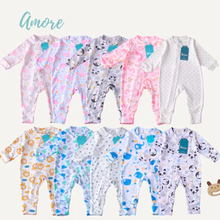 KIT 4 Macacões Bebê Amore Vira Pé com Ziper Sortidos Estampados 100% Algodão em Oferta na Shopee