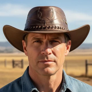 Chapéu Country em Couro Legítimo Estilo Americano Festa de Peão Vaquejada Rodeio Linha Barretos Kapell