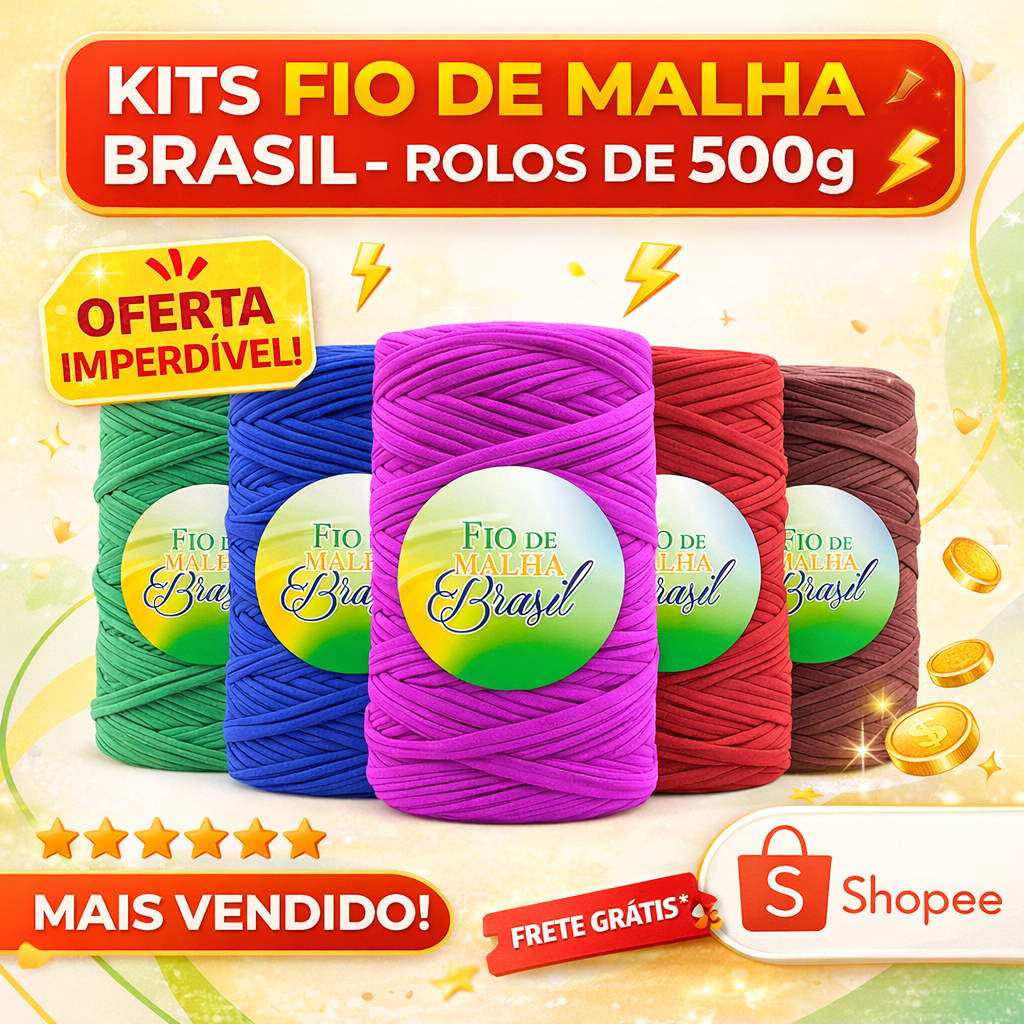 Kits Fio de Malha Brasil 500g Cores Sortidas 2 3 4 5 Rolos Crochê ...
