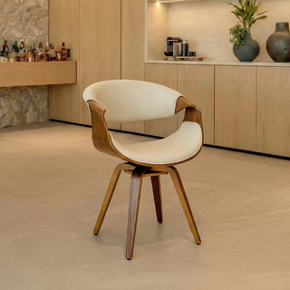 Cadeira de Jantar Giratória Munique Revestimento Estrutura em Madeira Fratini cor Nude em Oferta na Shopee