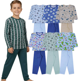 Kit Pijama infantil Inverno | Roupa de Dormi Menino Bebe ao Juvenil | Pijama Comprido Tamanho 2 ao 16 anos em Oferta na Shopee