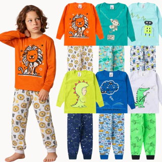 Kit 6 Peças Pijama Sortido Infantil Menino Meia Estação em Oferta na Shopee