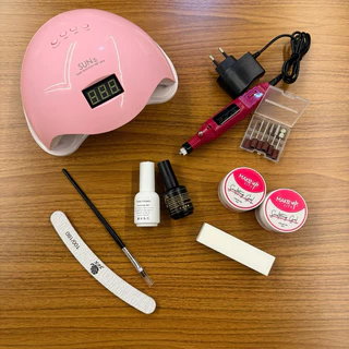 Kit Unha de Gel Completo Profissional Alongamento com Cabine LED UV + Lixadeira Elétrica N° 8 em Oferta na Shopee