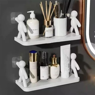 Kit 1/2/3/4 Suporte Plástico Com Adesivo Decoração Para Sala Cozinha Banheiro Prateleira Organizador em Oferta na Shopee