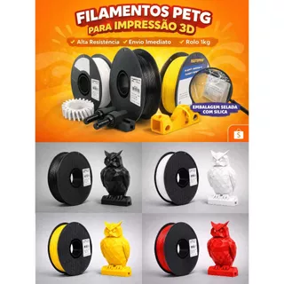 Kit com 10x Filamento PETG Masterprint 1Kg 1.75mm (Preto, Branco e Amarelo)