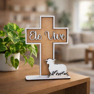 Cruz Ele Vive Decoração Enfeite Mesa Lembrancinha Pascoa em MDF em Oferta na Shopee