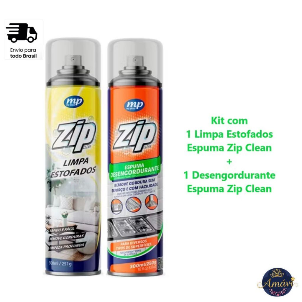 Kit Limpeza Zip Clean 1 Espuma Limpa Estofados Sofá e Carro + 1 ...