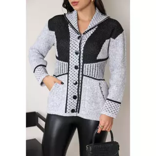 Casaco de Mousse premium Tricot Feminino | Casaco Paris Botões Tricô Mousse Elegance