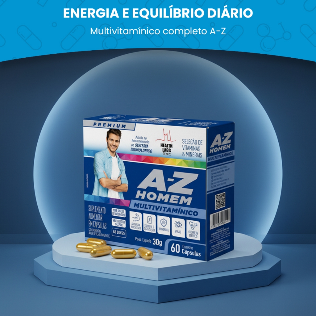 Multivitamínico A-Z Homem 60 Cápsulas Suplemento Vitaminas Completo ...