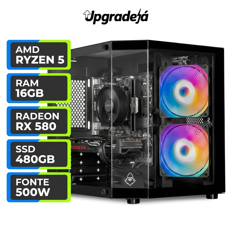 PC Gamer Uriel IV, AMD Ryzen 5 5500, Radeon RX 580 8GB, 16GB DDR4, SSD ...