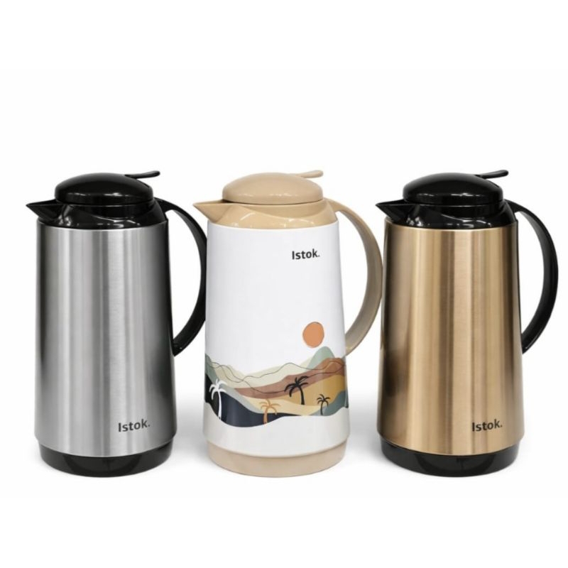 Garrafa Térmica Inox 1L + 6 Xícaras de Café Vidro Bule Térmi
