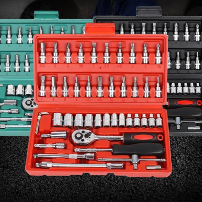 40 46 Peças Verde Kit Chaves Jogo Catraca Reversível Soquetes Maleta Promoção promoção