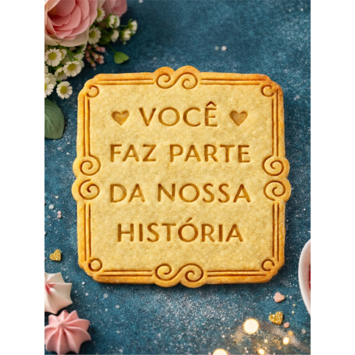 Kit Cortador + Carimbo Você faz Parte da Nossa História para