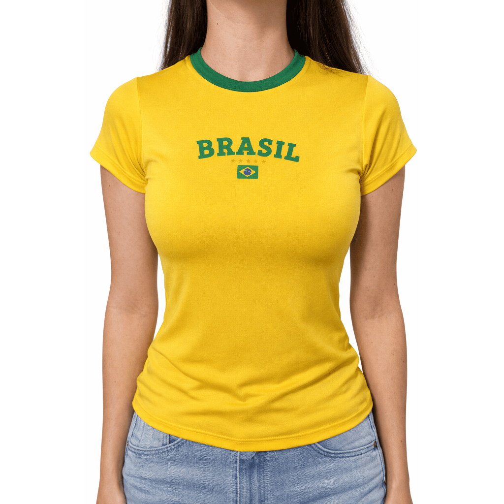 トップス toto Babylook Copa 2026 Brasil Premium Toque de Poliamida Blusa Manga