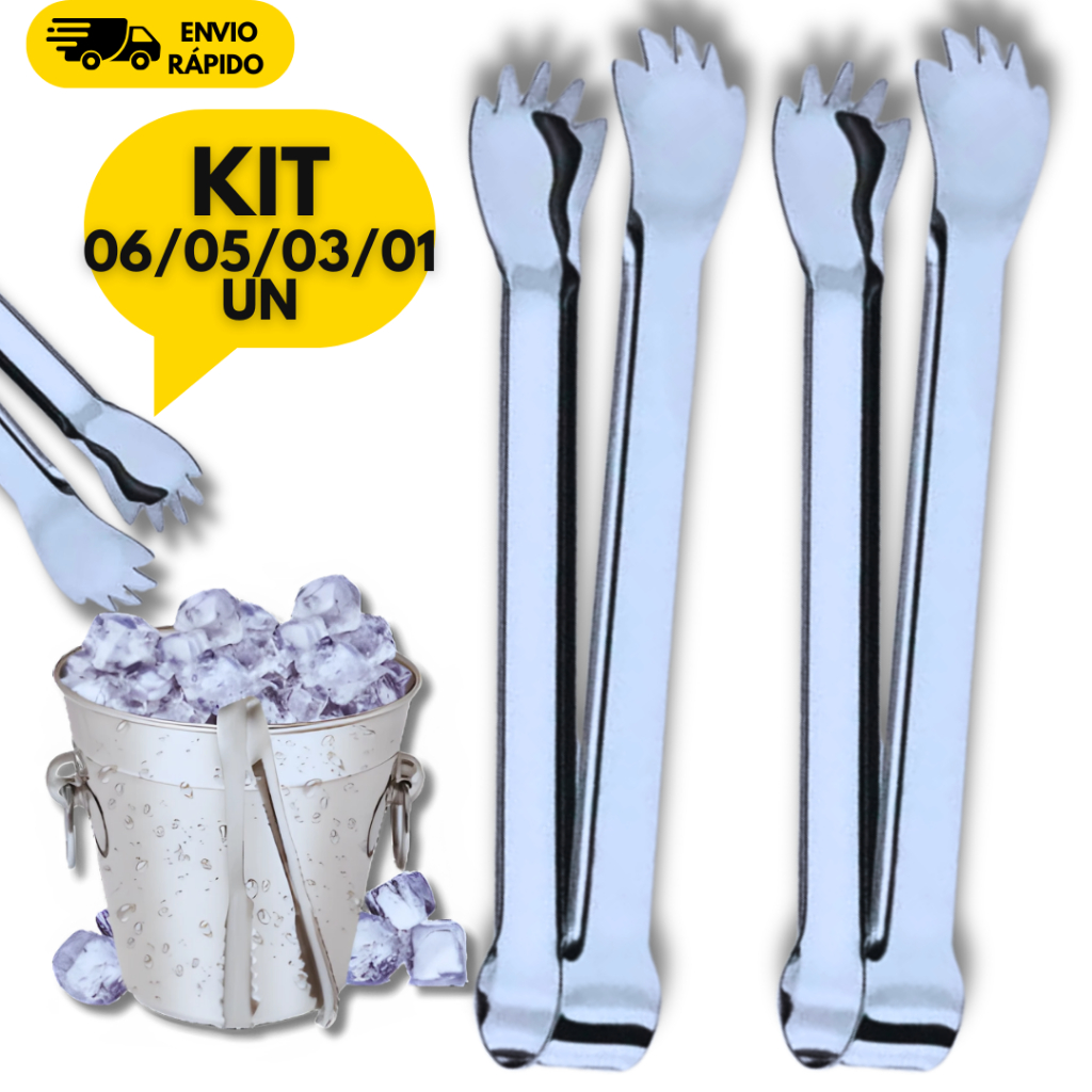 Pegador de Gelo Inox Carnes Frios Fruta Grande 18,5cm Restaurante Buffet Cozinha Bar