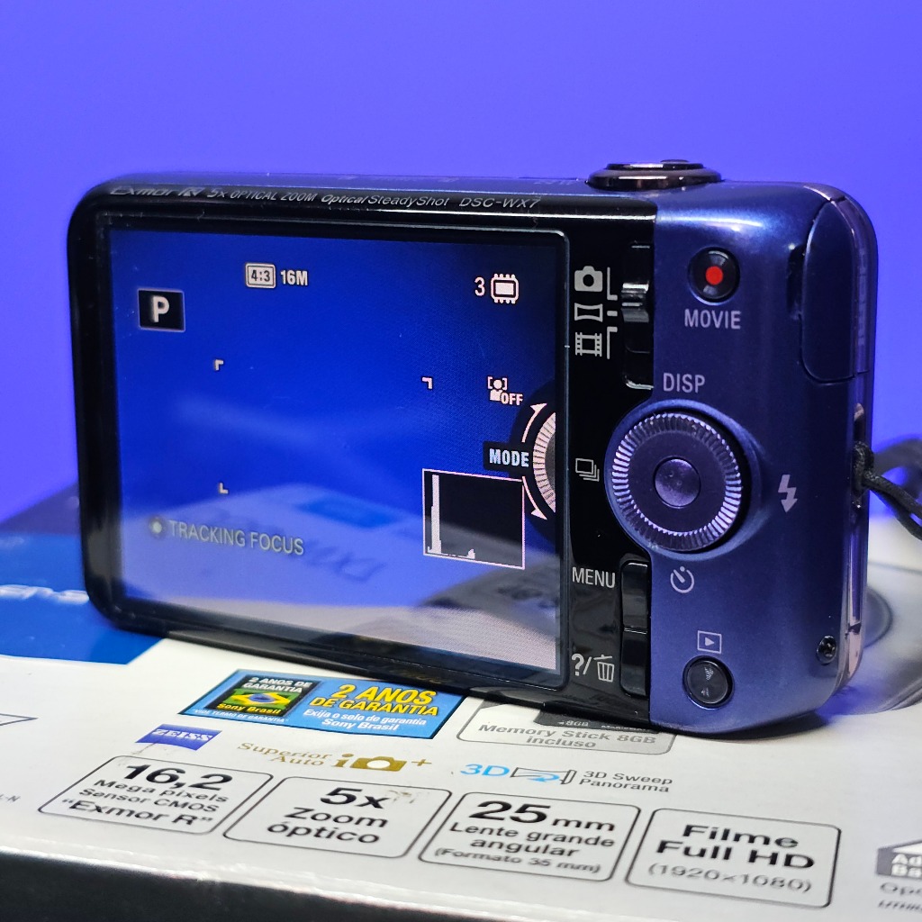 Câmera Sony Cyber-shot DSC-WX7 Azul completa 16gb id202 | Shopee