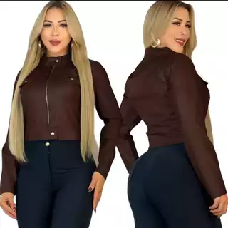 jaqueta feminina elegante courino tamanho p