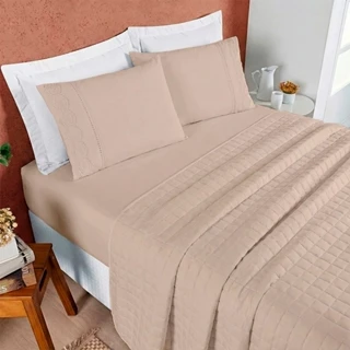 Jogo de Lençol 400 Fios Com Bordado Inglês Casal, Queen King 03 Peças Micropercal em Oferta na Shopee