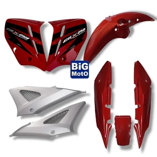 Kit Carenagem CBX 250 Twister 2008 Vermelho Maceió - Par de Aba do tanque + Par de Tampa lateral + Paralama + Rabeta