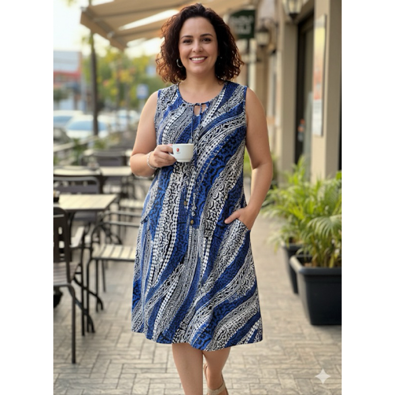 Vestido Femenino de Malha Fria Com Bolso, Soltinho e Fresquinho. Com ...
