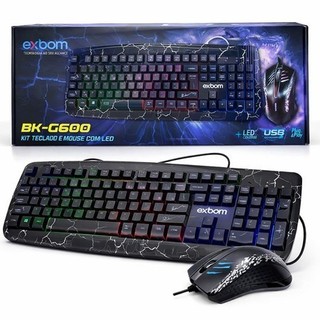 KIT Gamer Teclado e Mouse com Fio USB Exbom BK-G600 LED RGB para PC e ...
