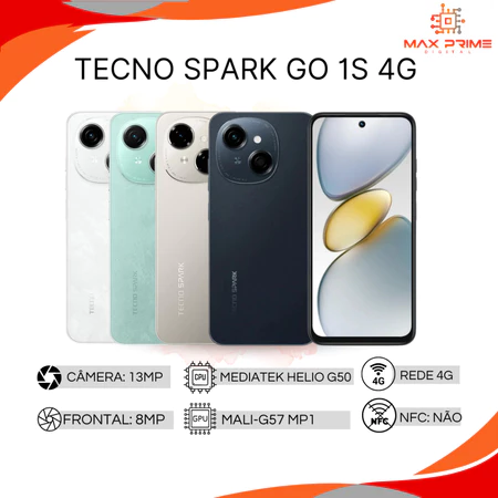 Tecno Spark Go 1S 4G Modelo Atualizado 2026 64GB e 3GB RAM e Spark Go 1 Bateria 5000MAH VERSÃO GLOBAL