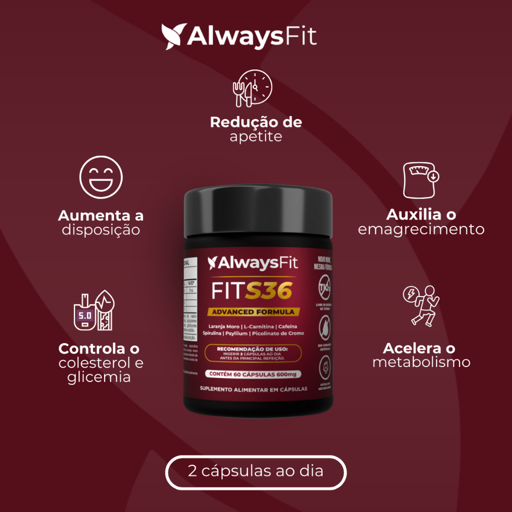 FitS36 da AlwaysFit Suplemento Alimentar em Cápsulas - 60 Cápsulas - 30 ...