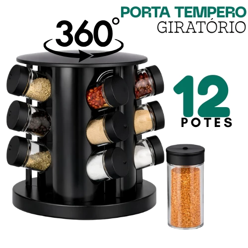 Porta Temperos Profissional Giratório Potes Vidro com Tampa Dosadora Condimentos Envio Imediato — foto 3 de 4