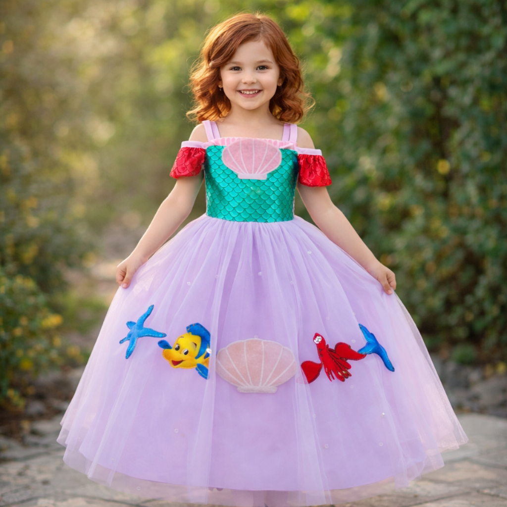Fantasia A Pequena Sereia Meninas Vestido Princesa Trajes de Festa ...