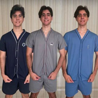 Pijama Masculino Cirúrgico Aberto com Botão Frontal Confortável Verão em Oferta na Shopee