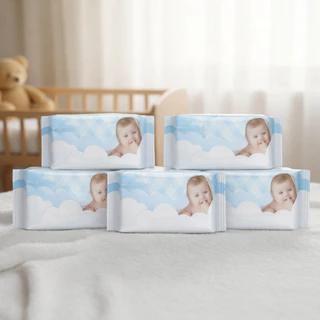 Kit 05 Pacotes Toalhas Umedecidas GIO BABY - 100 Folhas 19x13 cm - SEM TAMPA FLIP TOP- 98% Água