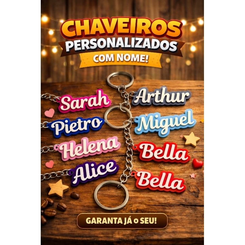Chaveiro Nome Personalizado Impressão 3D