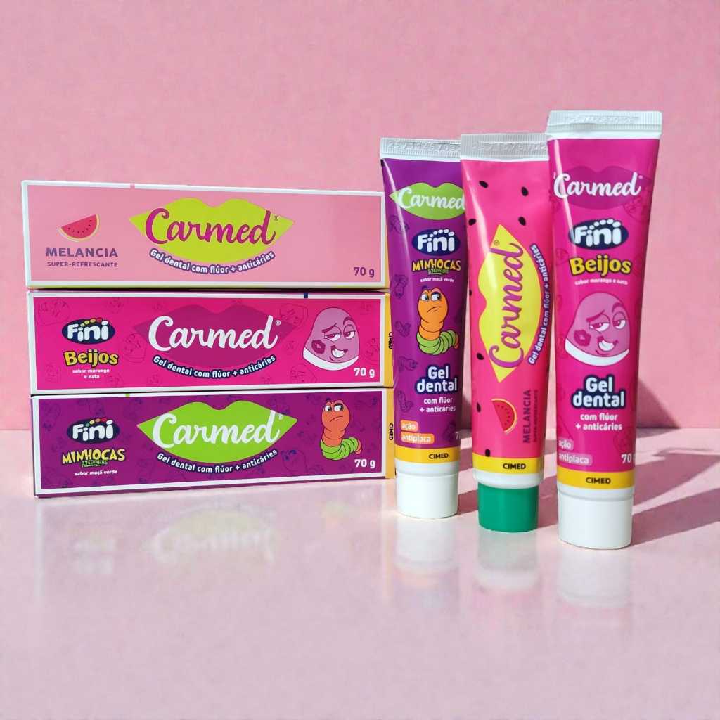 Pasta de Dente Carmed Fini Beijos 70G Kit com 3 Sabores Diferentes Gel ...