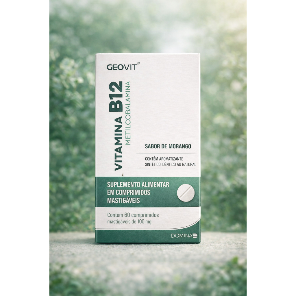 GEOVIT VITAMINA B12 METILCOBALAMINA MORANGO 60 NANO MASTIGAV | Shopee ...