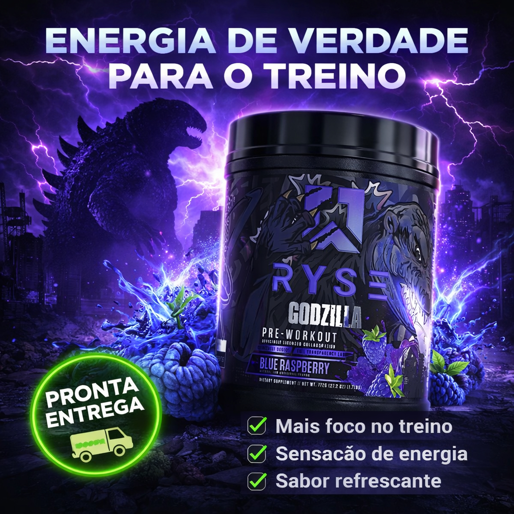 PRÉ TREINO Godzilla 722g - RYSE SUPPS BLUE RASPBERRY | Shopee Brasil